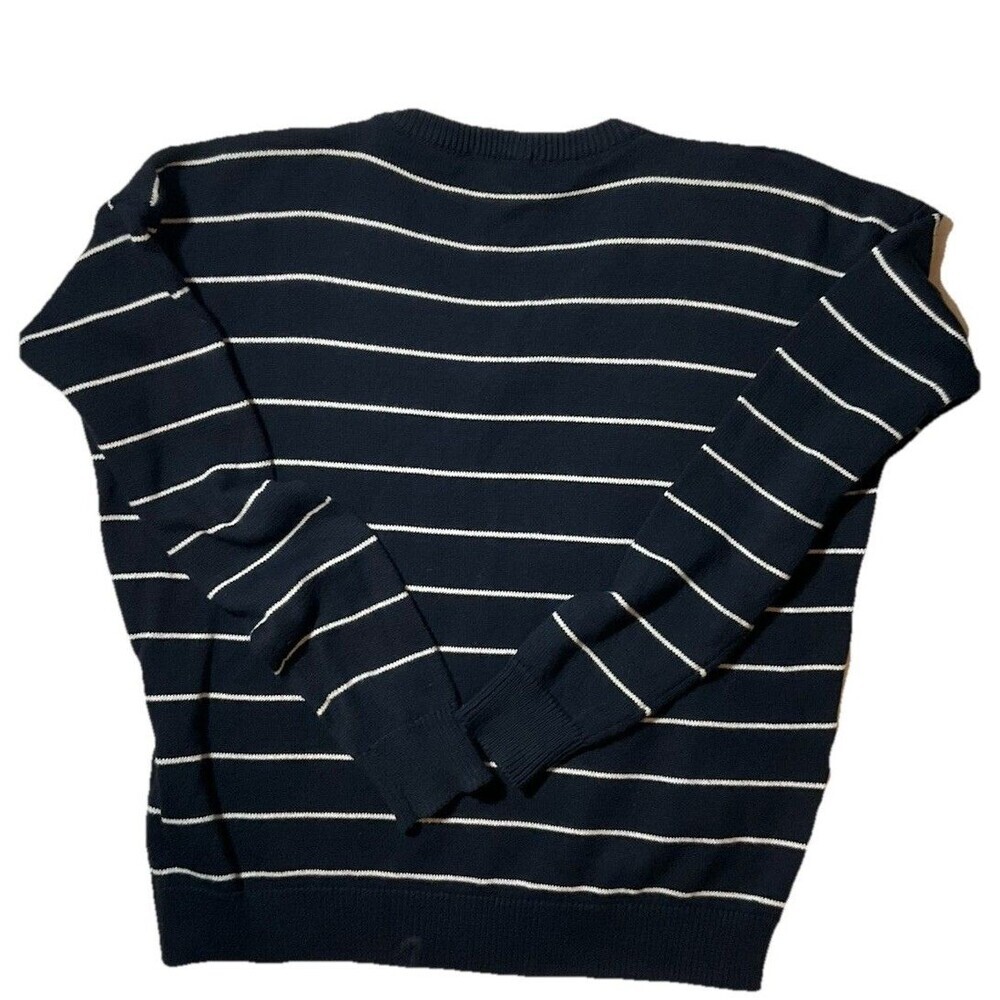 Brandy Melville John Galt Navy Preppy Striped V Neck Pullover Sweater Top OS - Picture 4 of 5